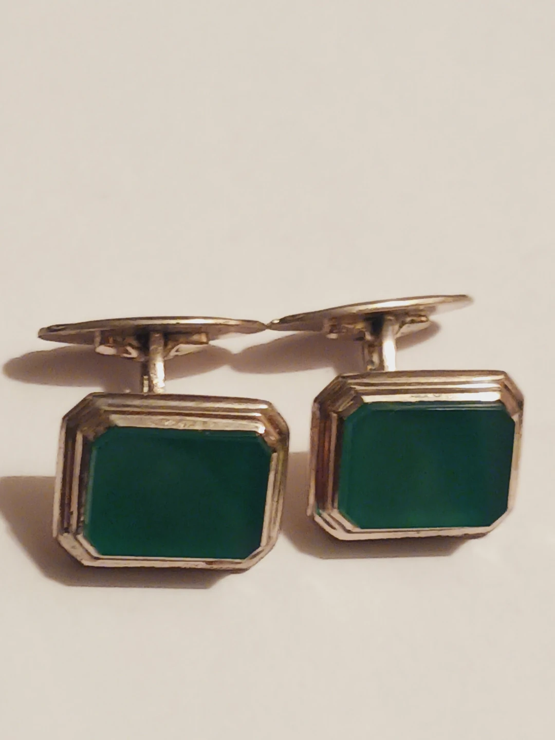 Danish Designer 835 Silver Green Gemstones Cufflinks - photo 2