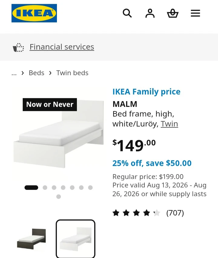 IKEA MALM Twin Bed Frame