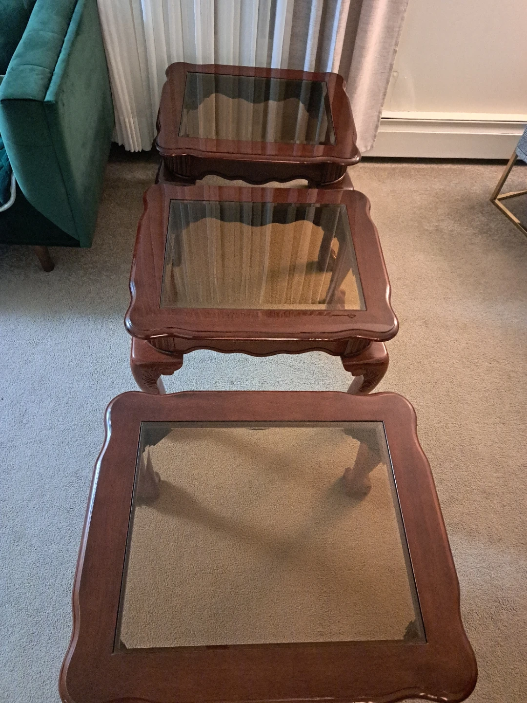 Vintage End Table with Glass Top