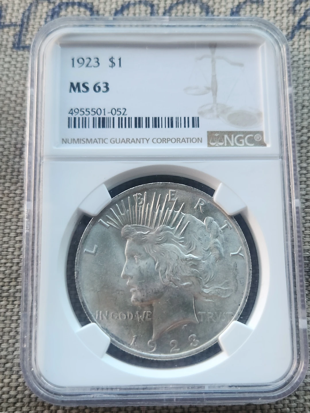 3 x 1922-1923 Peace Dollar Silver Coins NGC Graded MS63/MS62 - photo 4