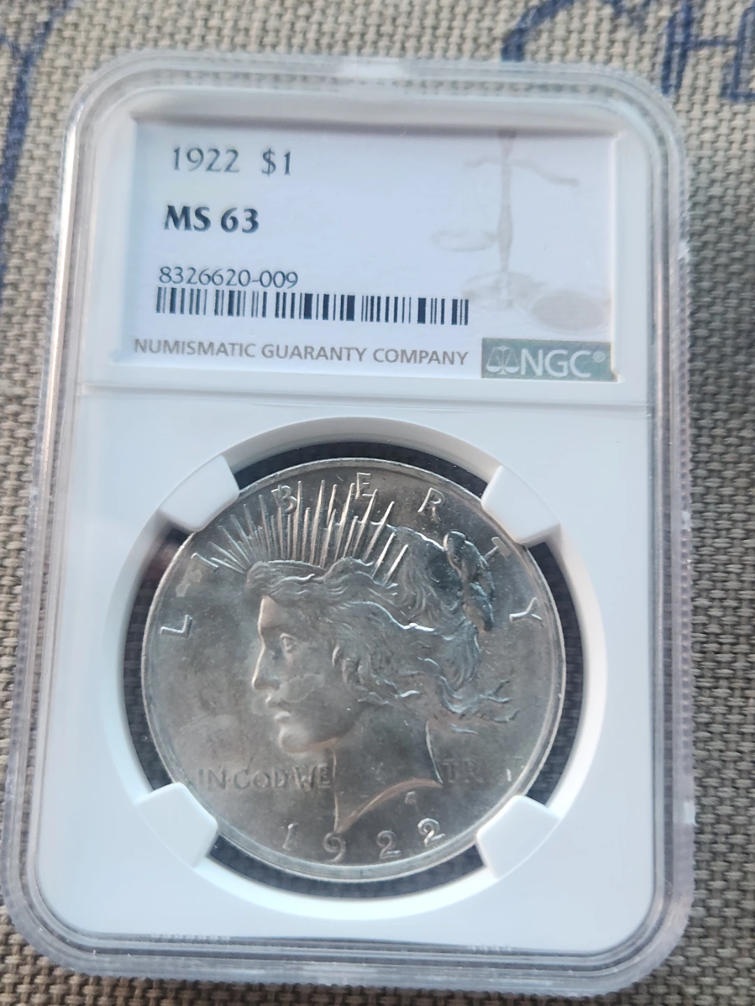 3 x 1922-1923 Peace Dollar Silver Coins NGC Graded MS63/MS62 - photo 5