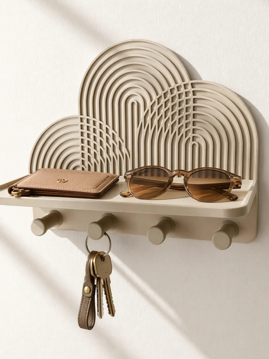 Mid century design Shelf with Hooks