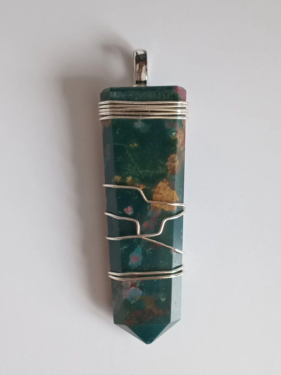 Wire-Wrapped Green Stone Pendant