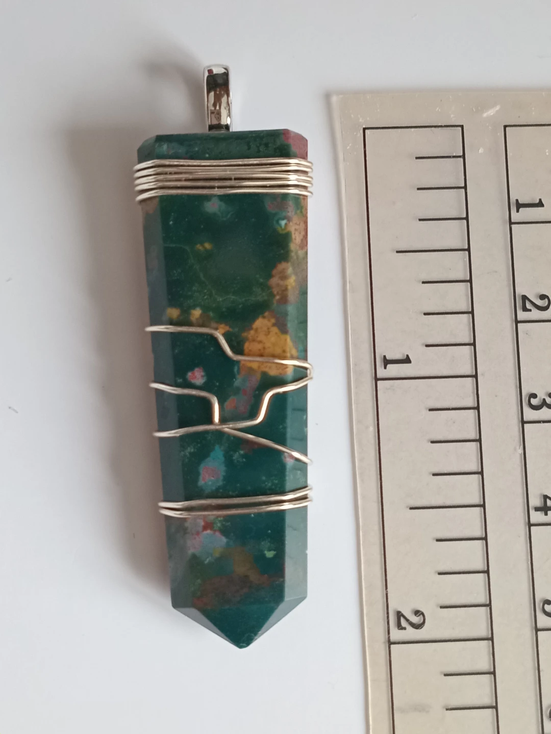 Wire-Wrapped Green Stone Pendant - photo 2