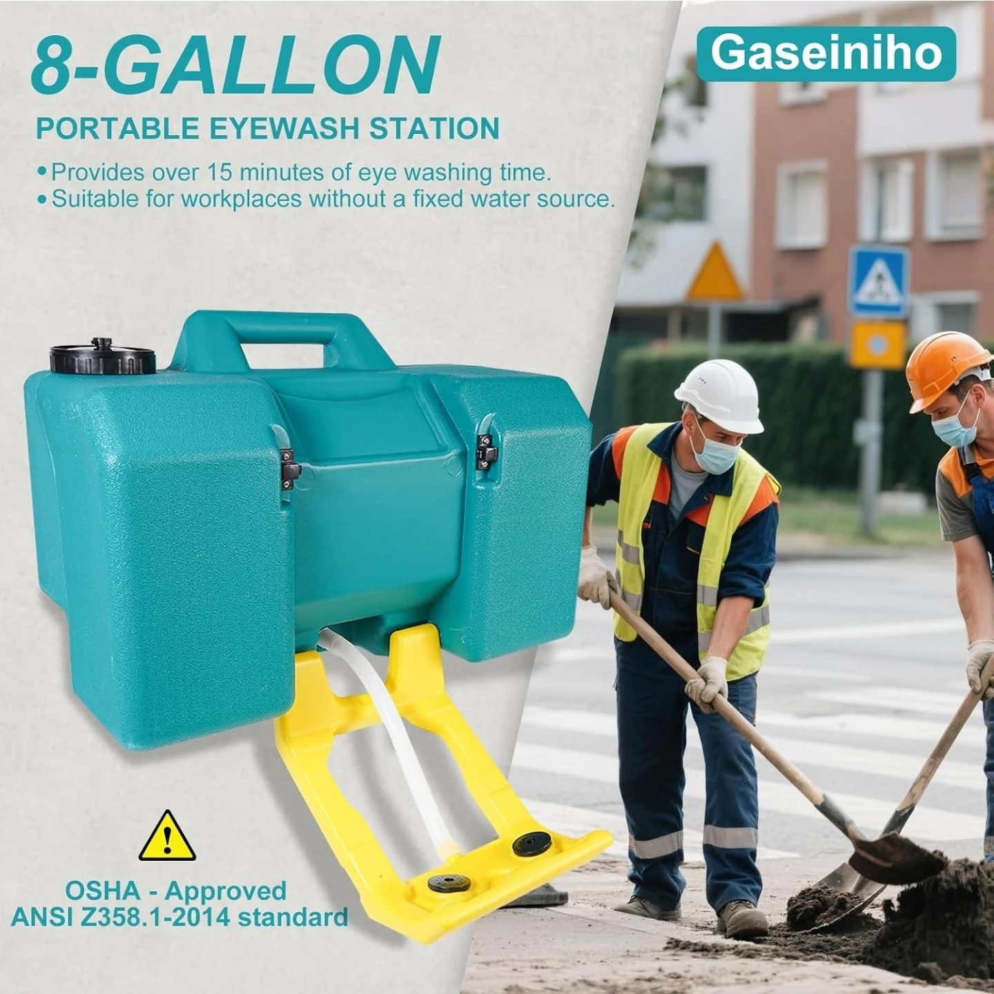 New Gaseiniho 8-Gal Emergency Eye Wash Station Dual Nozzle - photo 2