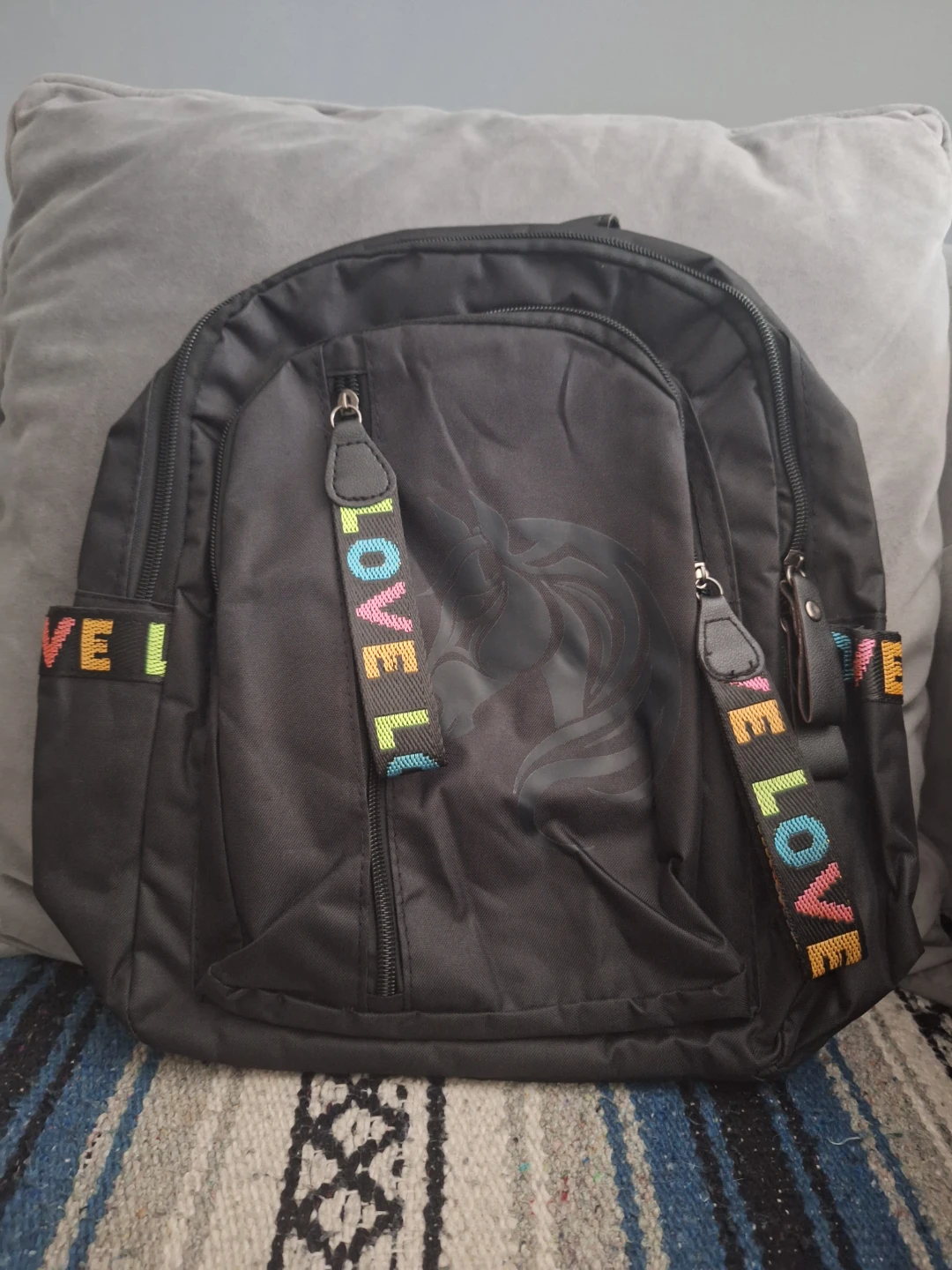 Black Backpack with Horse Design and "LOVE" Straps - photo 3