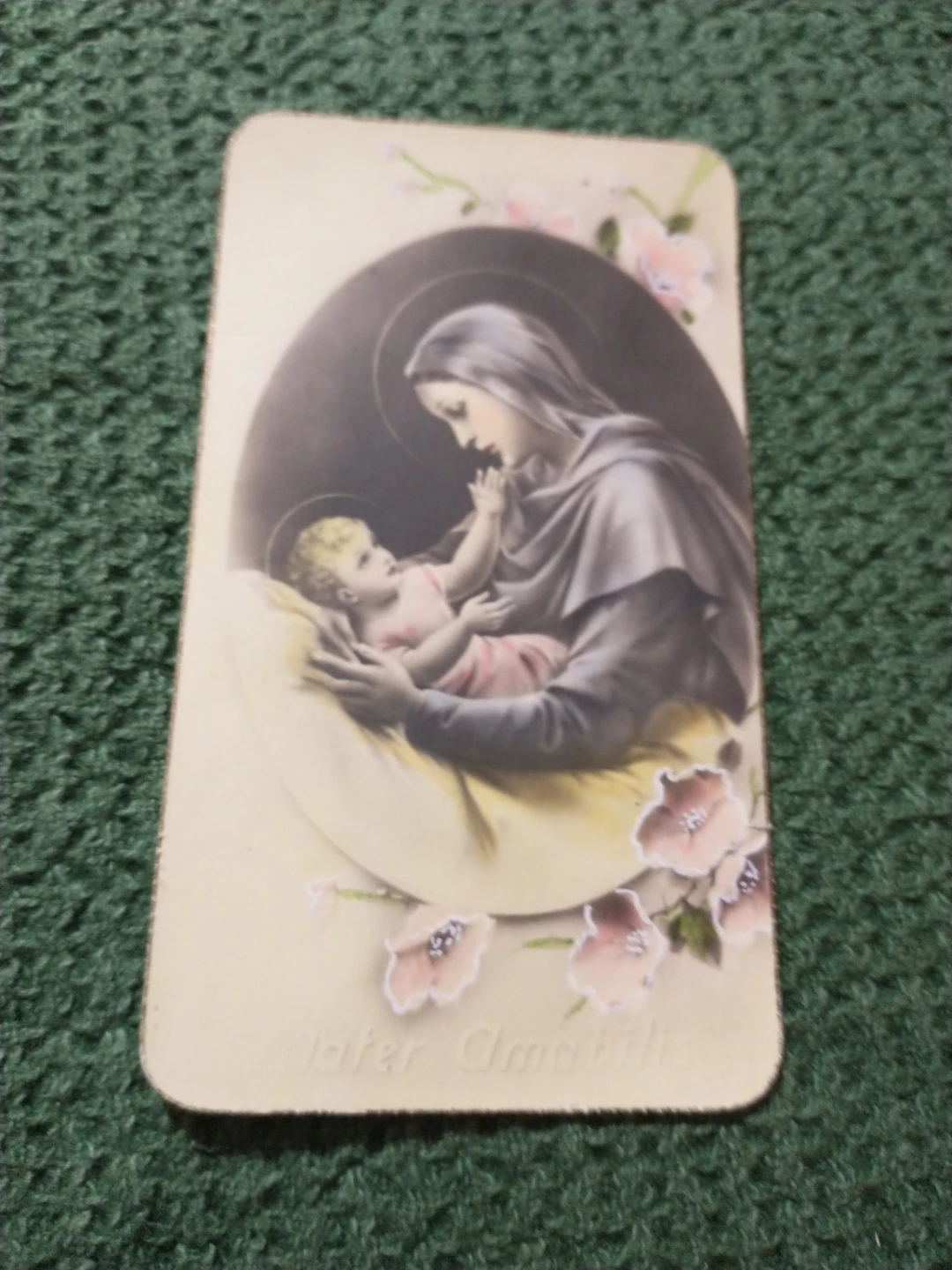 Antique Religious Card with WWII 1944 Handwritten Note