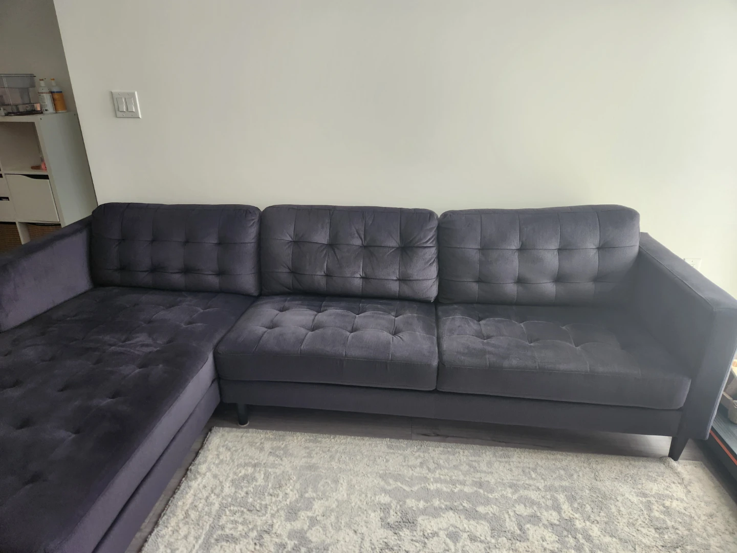 Grey Tufted Sectional Sofa with Chaise - photo 3