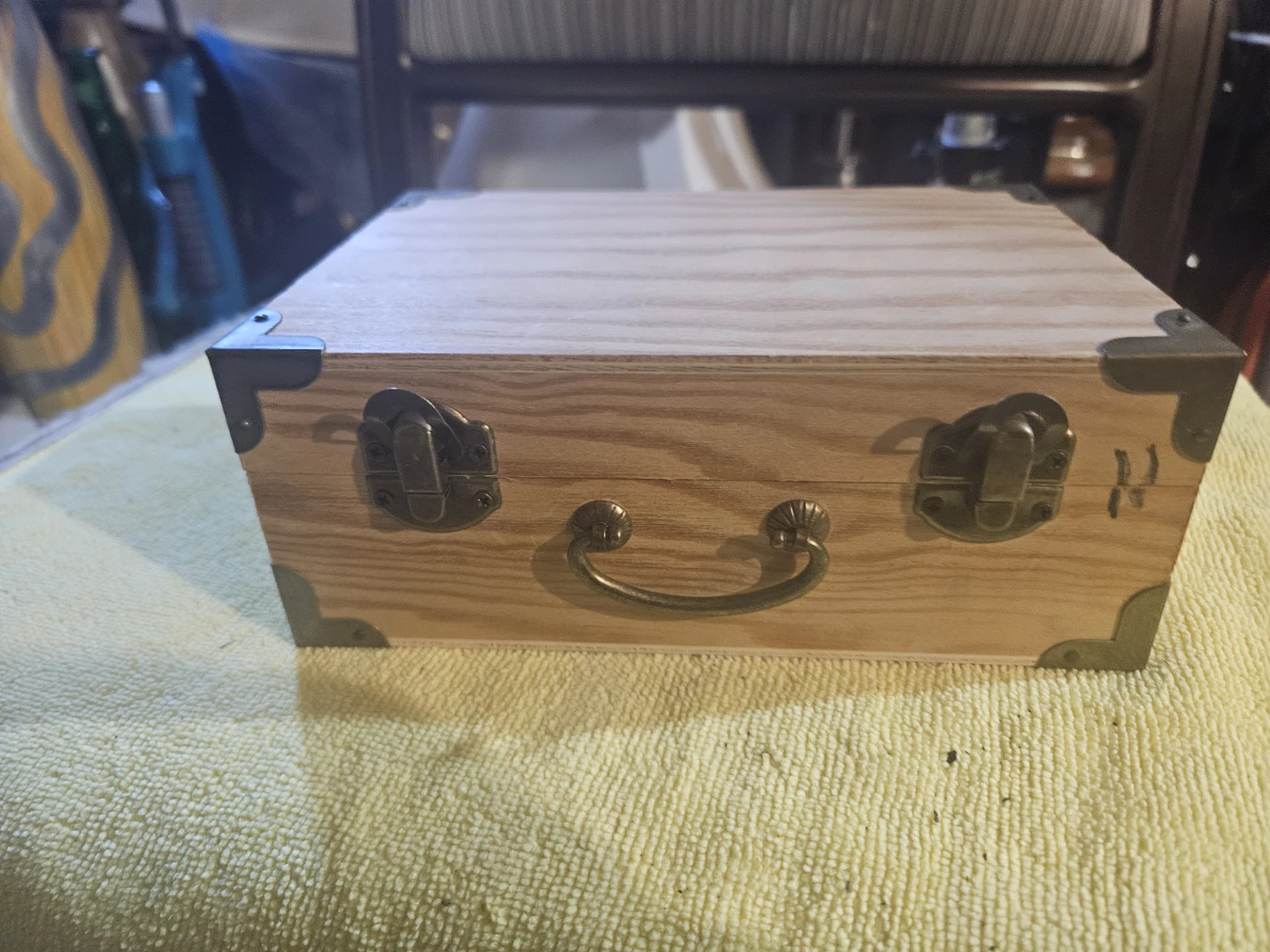 Wooden Storage Box with Handle and Clasps - photo 2