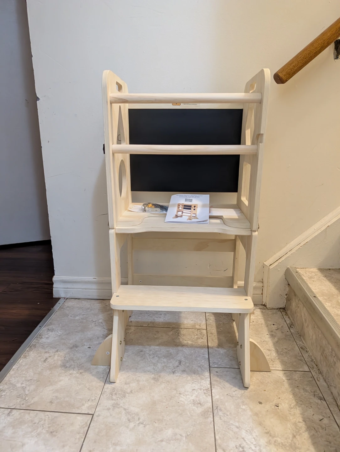 Wooden Kitchen Standing Tower with Chalkboard