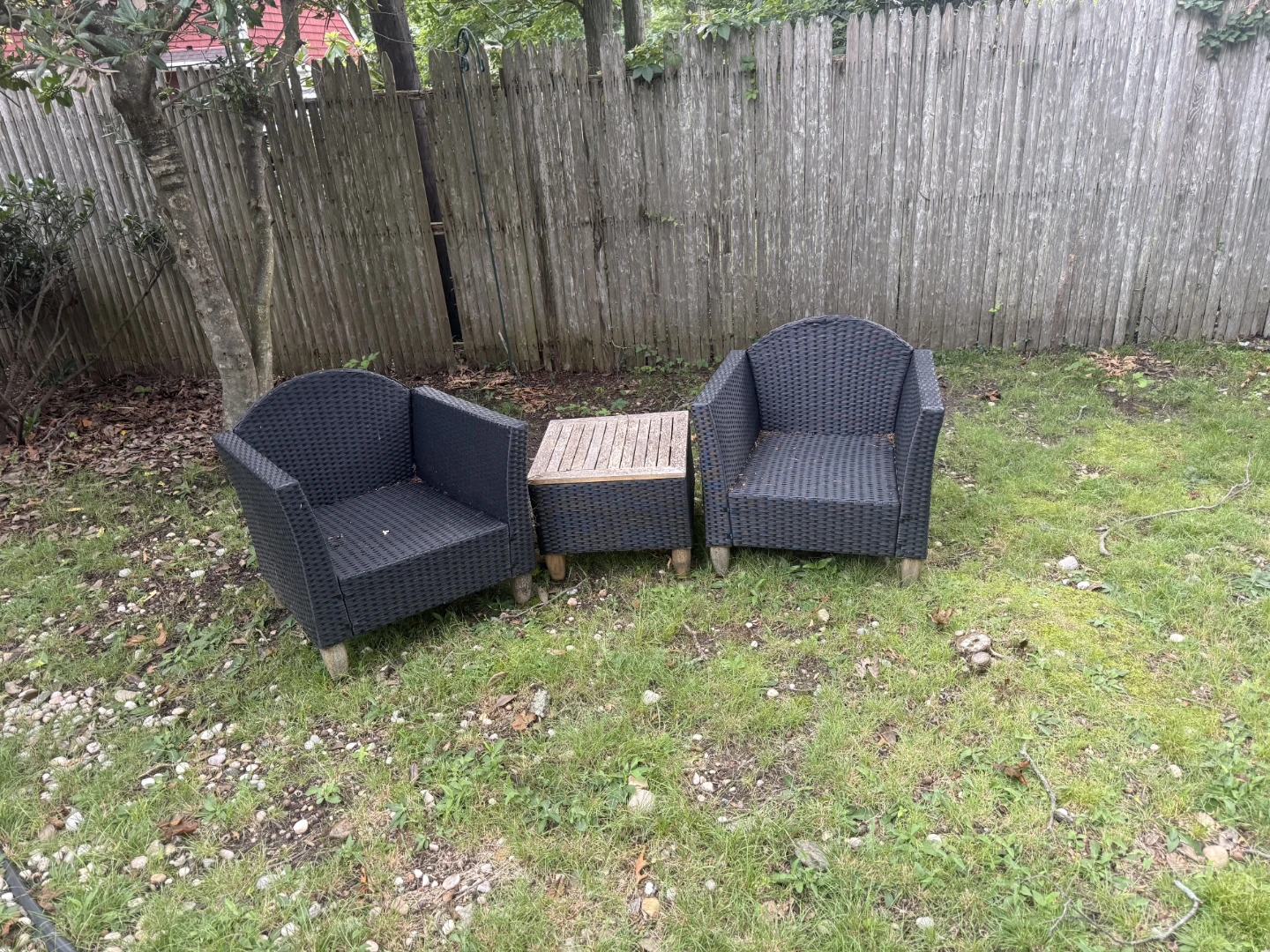 Wicker Armchairs and Side Table Set