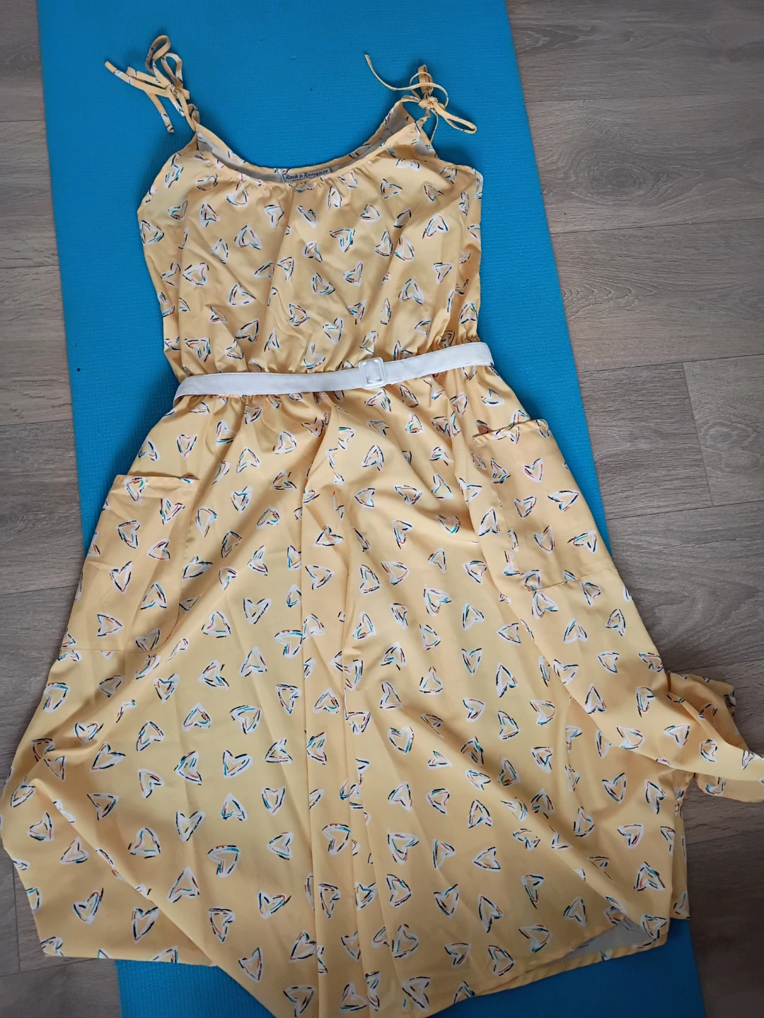 Rock n Romance Yellow Heart Print Sun Dress