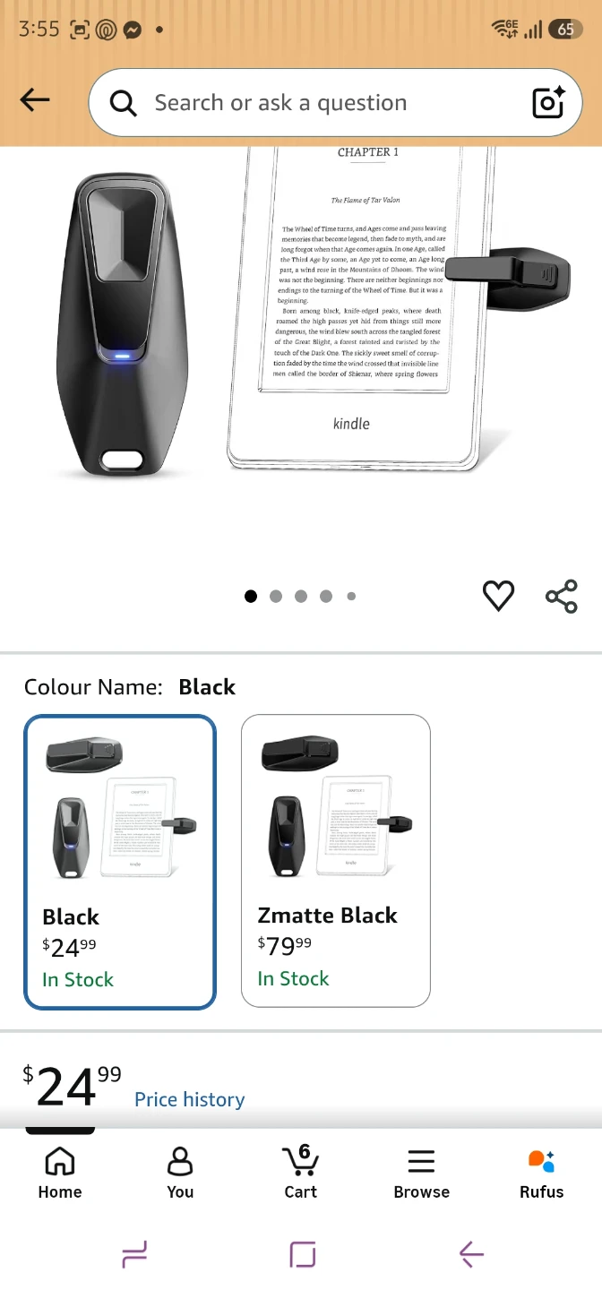 YAWFIER Black Wireless Page Turner Remote - photo 3