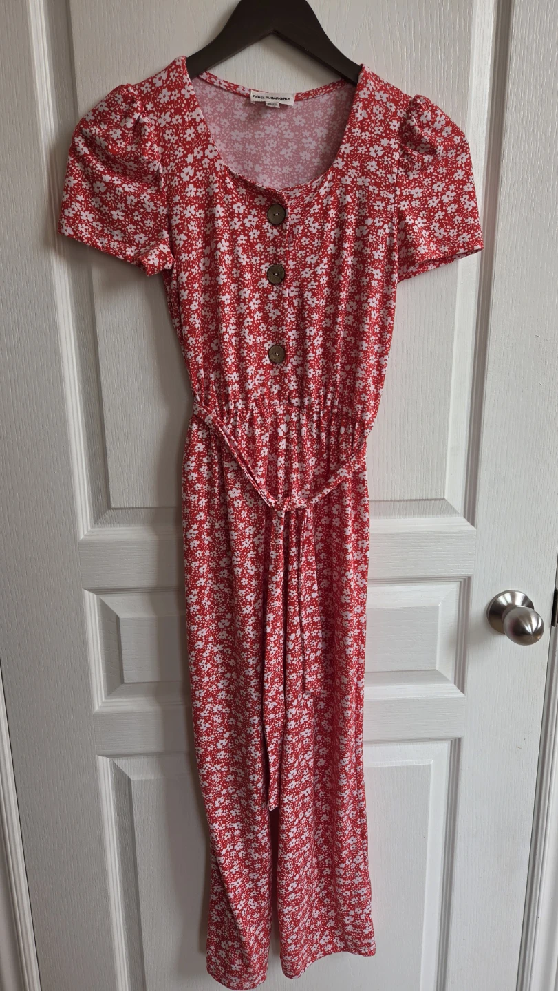 Rebel Sugar Girls Red Floral Jumpsuit Size 12
