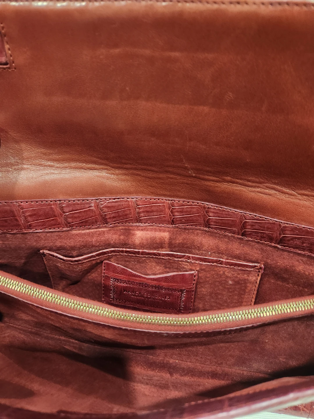 Nancy Gonzalez Burgundy Caiman Clutch - photo 4