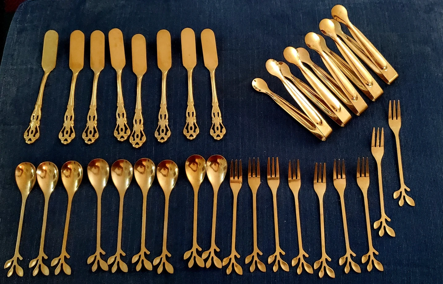 31-Piece High Tea Set, Flat Knives, Spoons, Forks, Tongs