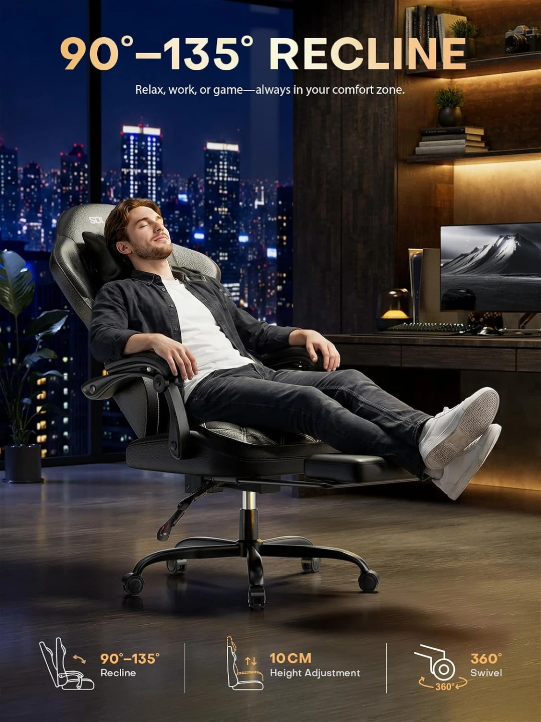 BNIB - SOLAVERO Gaming Chair with Lumbar Support - photo 3