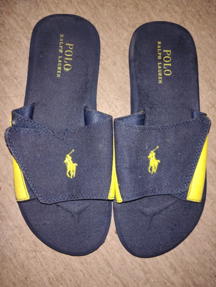 Men's Comfortable & Adjustable, Navy Blue/Yellow Slides!! - photo 4