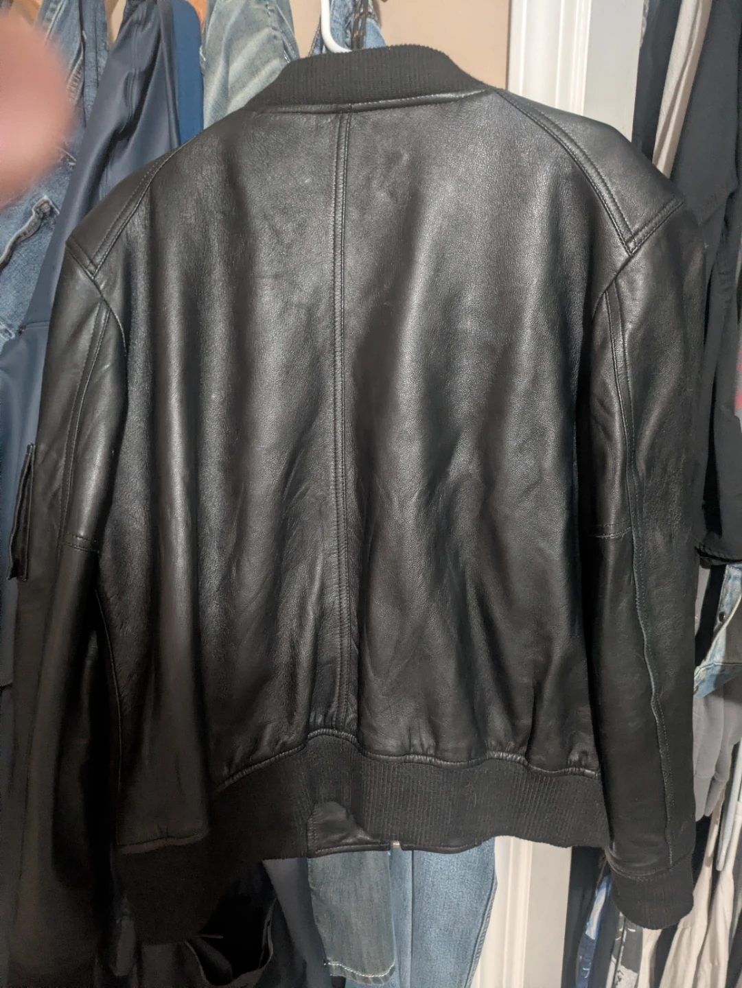 GET YOU STYLE Black Leather Bomber Jacket - photo 2