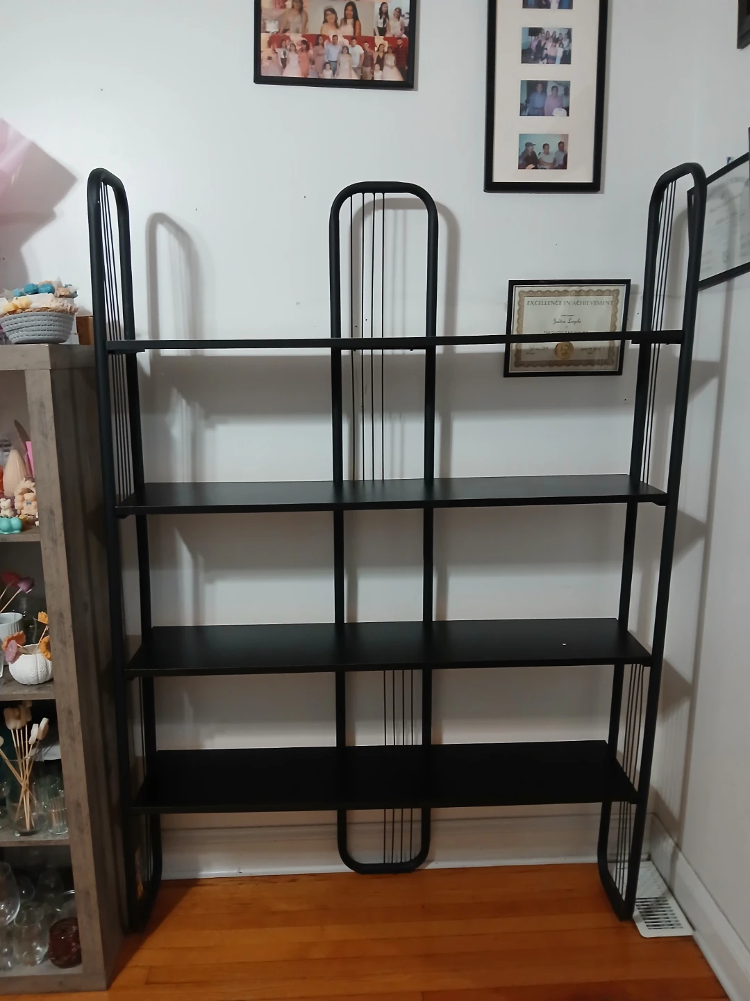 Black Metal 4-Shelf Bookshelf - photo 3