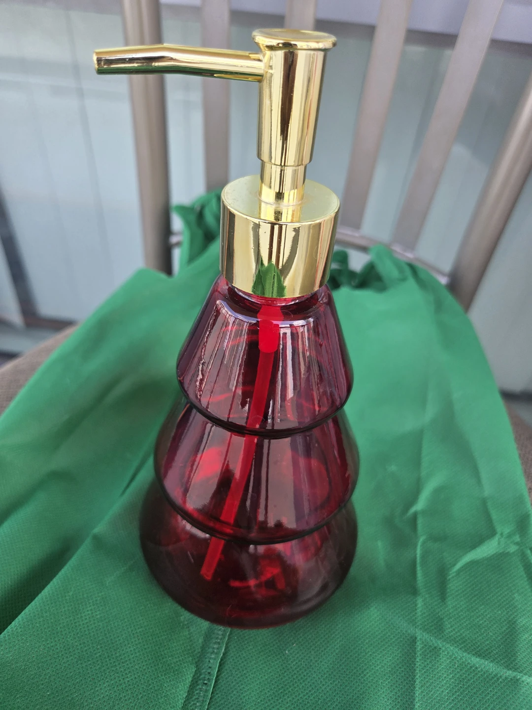 Glass Soap Dispenser - Red Tree Shape - photo 4