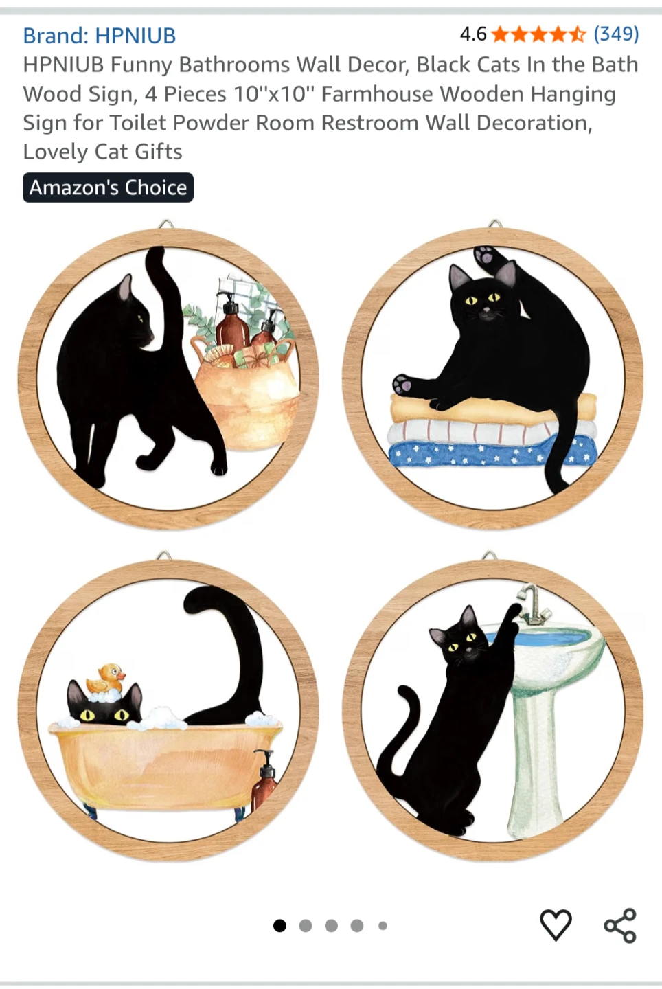 HPNIUB Funny Cat Bathroom Wall Decor Set