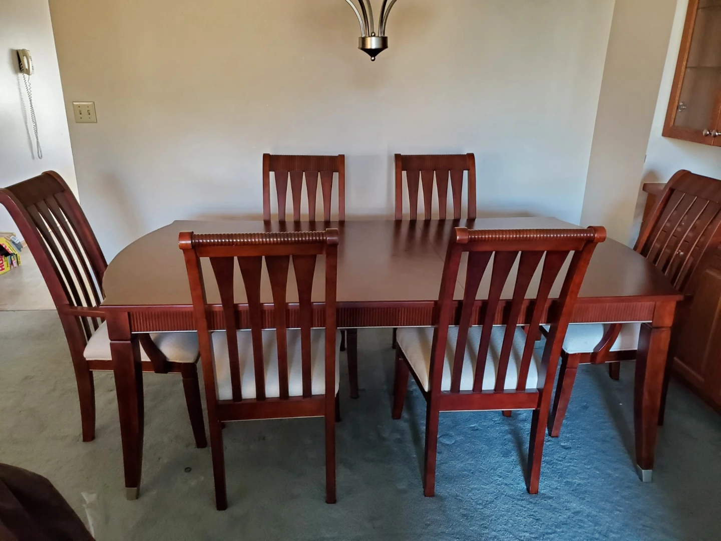 Cherry Wood Dining Table and Chairs Set - photo 2
