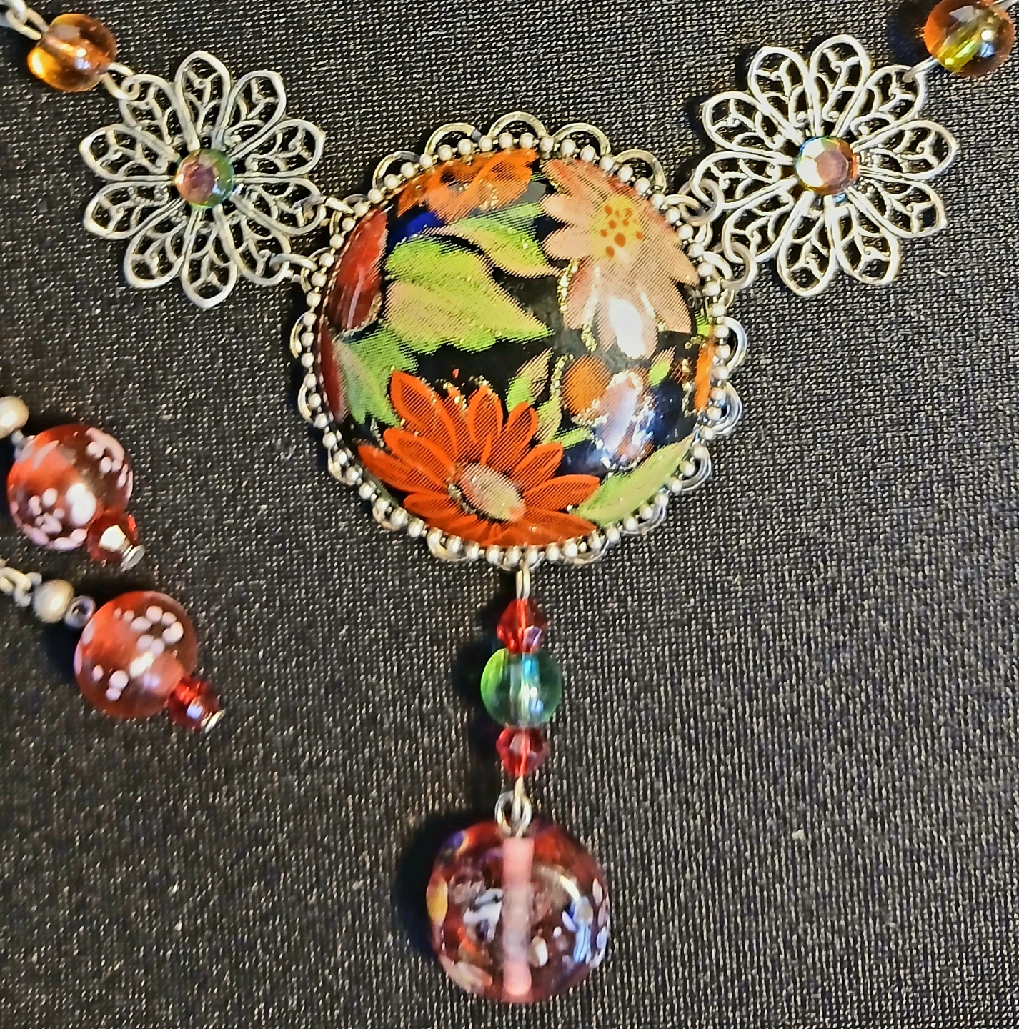 Floral Pendant Necklace and Earrings Set - photo 4