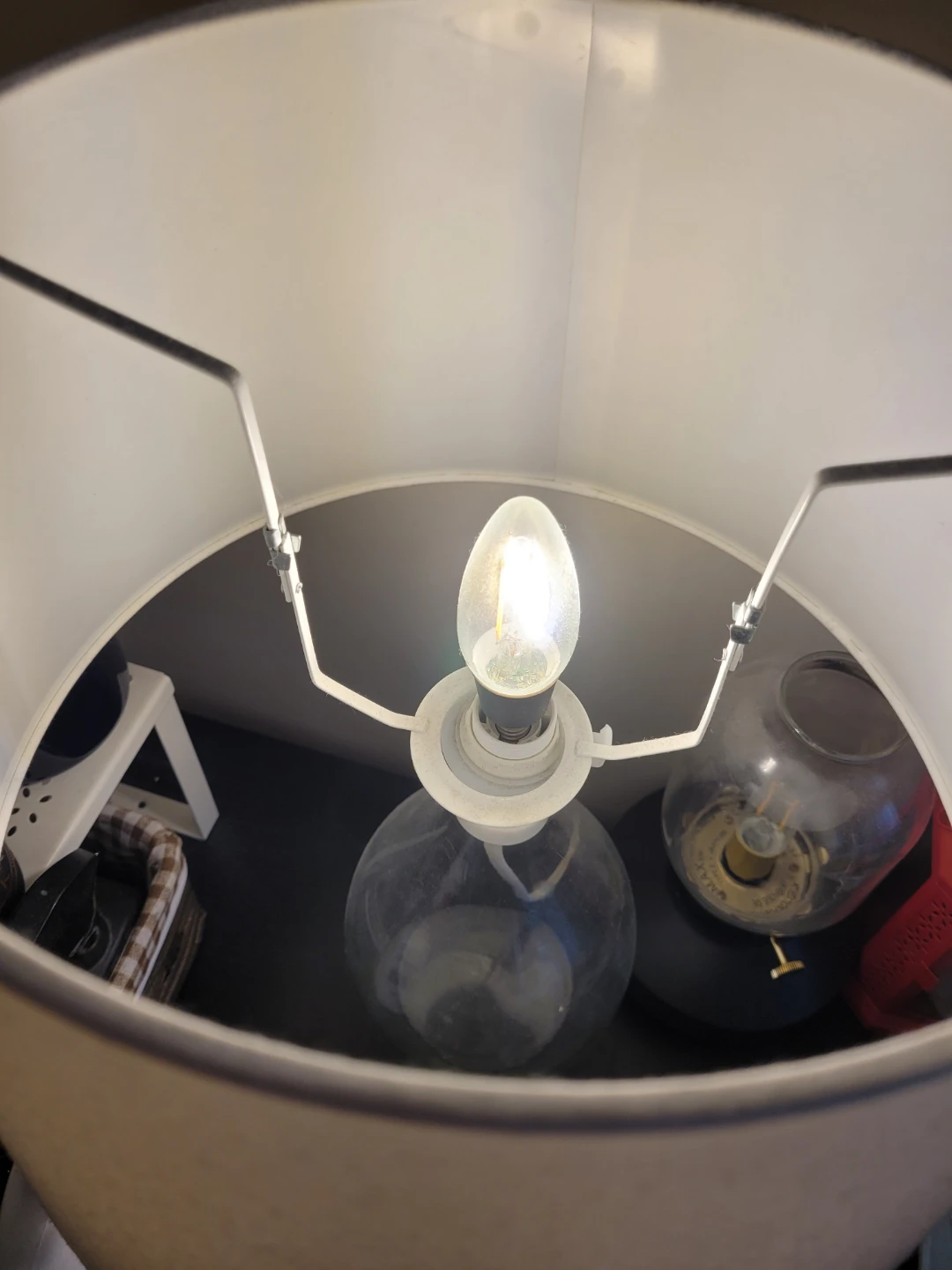 Glass Base Table Lamp with White Shade - photo 2