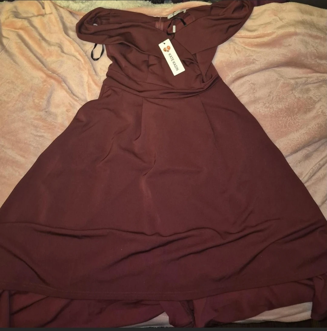 Kate Kasin Off-the-Shoulder Dress - Burgundy - photo 2