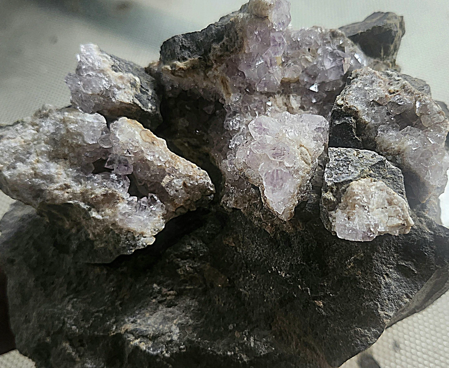 Amethyst Geode Cluster on Rock Base