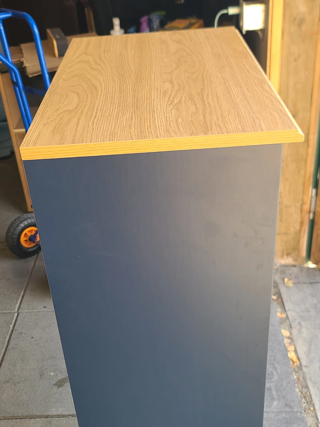 Blue 4-Shelf Bookcase with Wood Top - photo 4