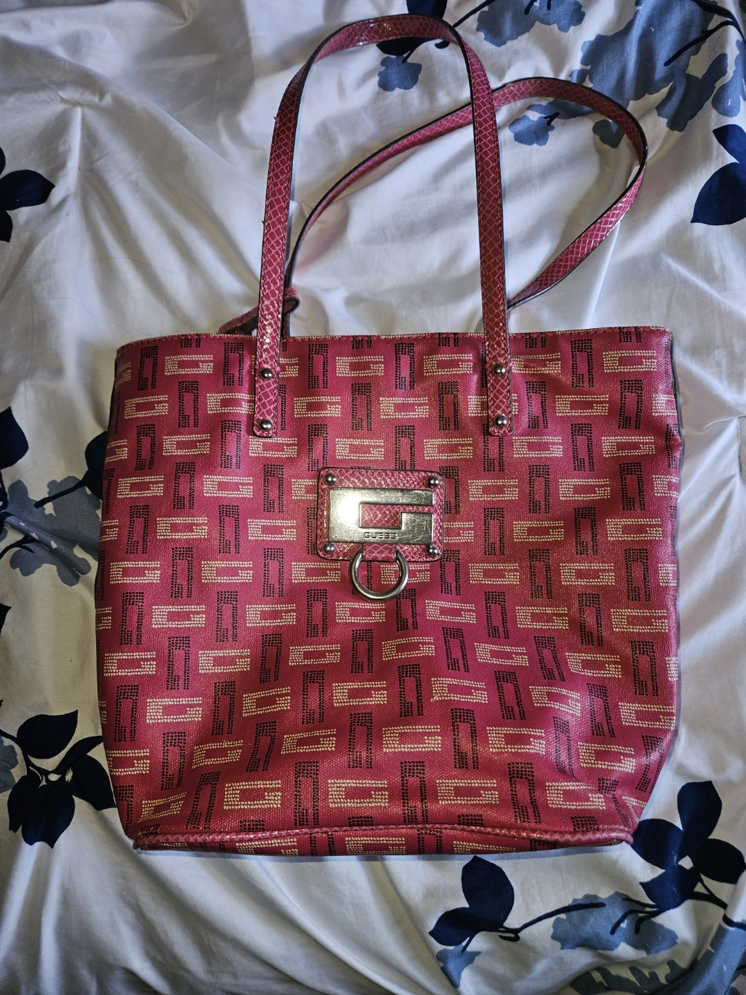 Guess Pink Monogram Tote Bag