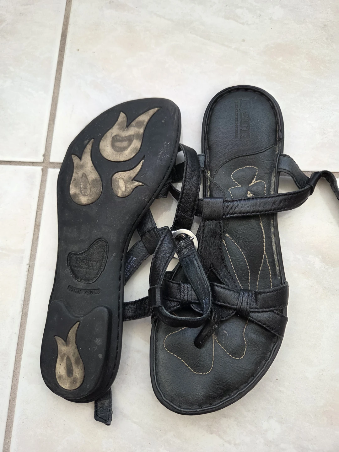 Black Leather Strappy Sandals - photo 2