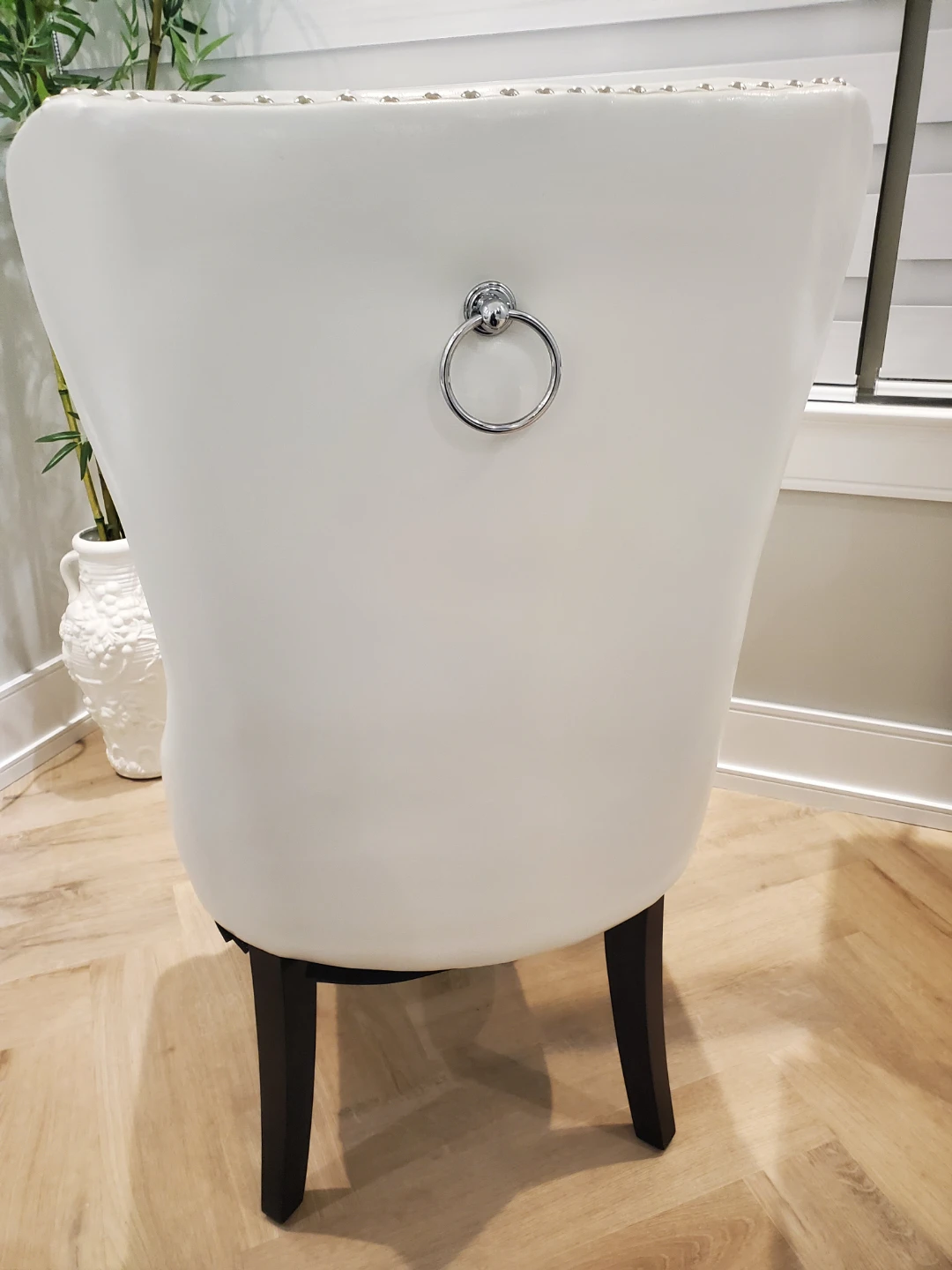 White Tufted Dining Accent Chair with Ring Pull - 2 Units - photo 3