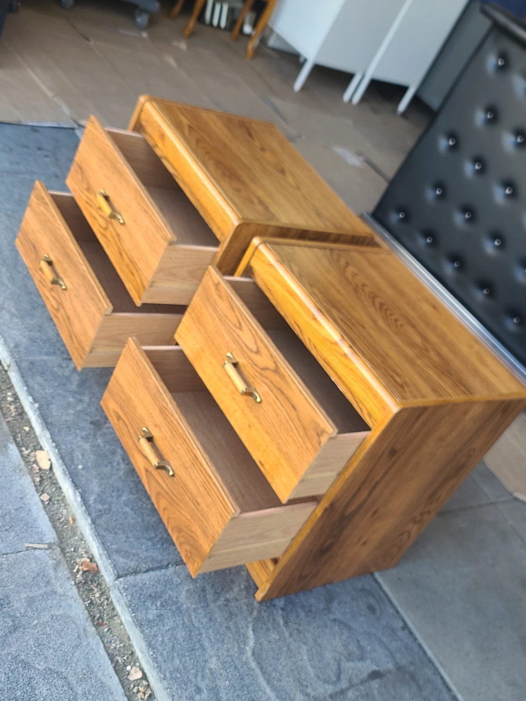 Pair of Wood Grain Two-Drawer Nightstands - photo 3