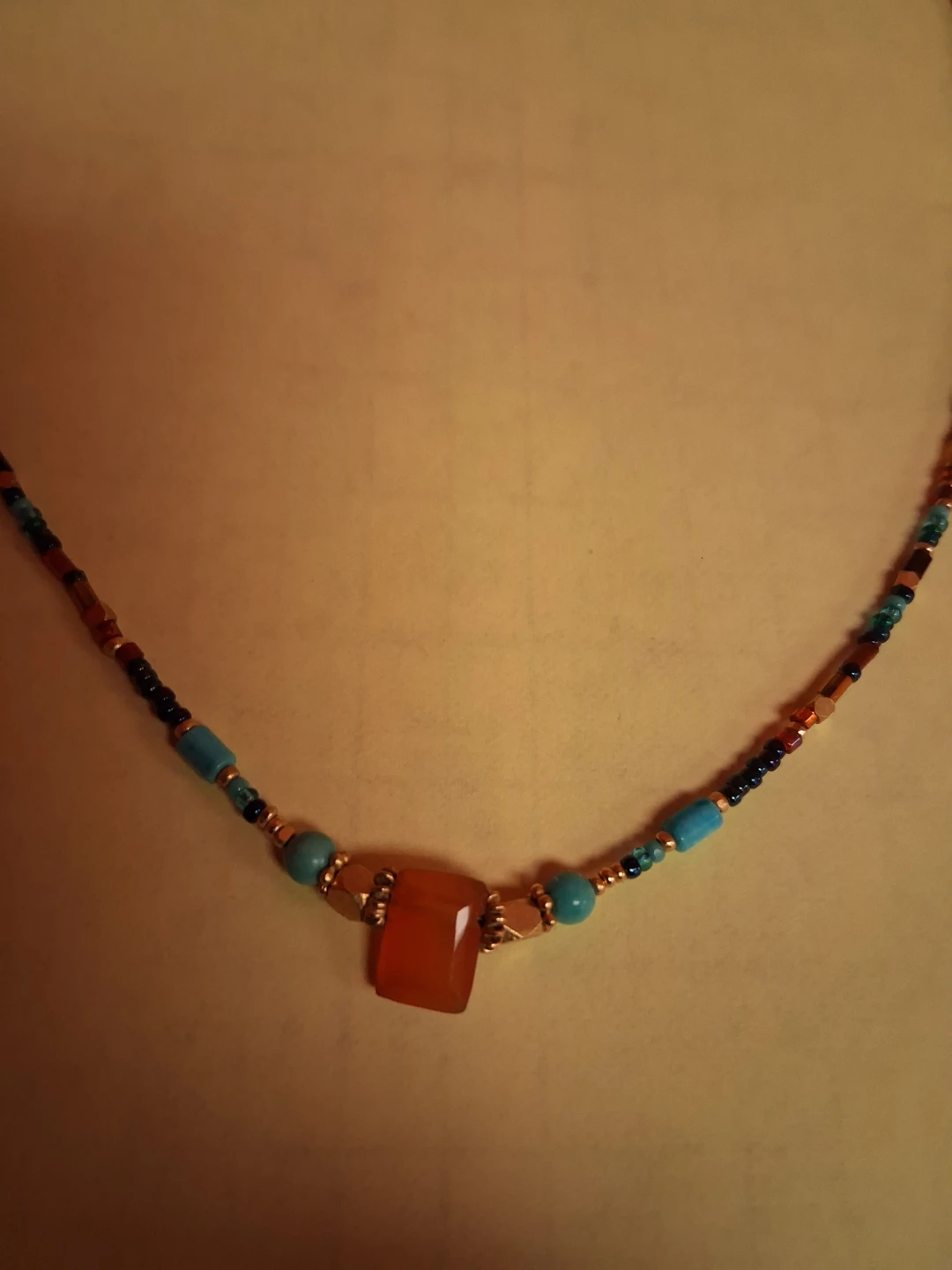 Chipita Beaded Necklace with Orange Stone - photo 3
