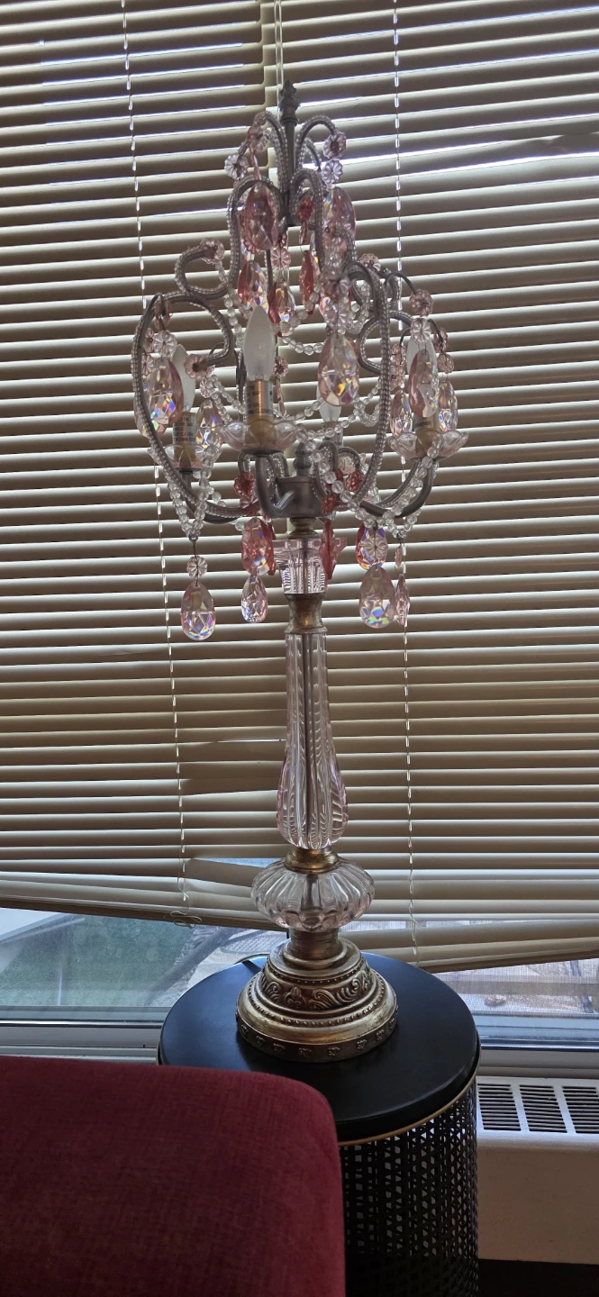 33" Vintage Pink Chandelier Style Table Lamp - photo 5