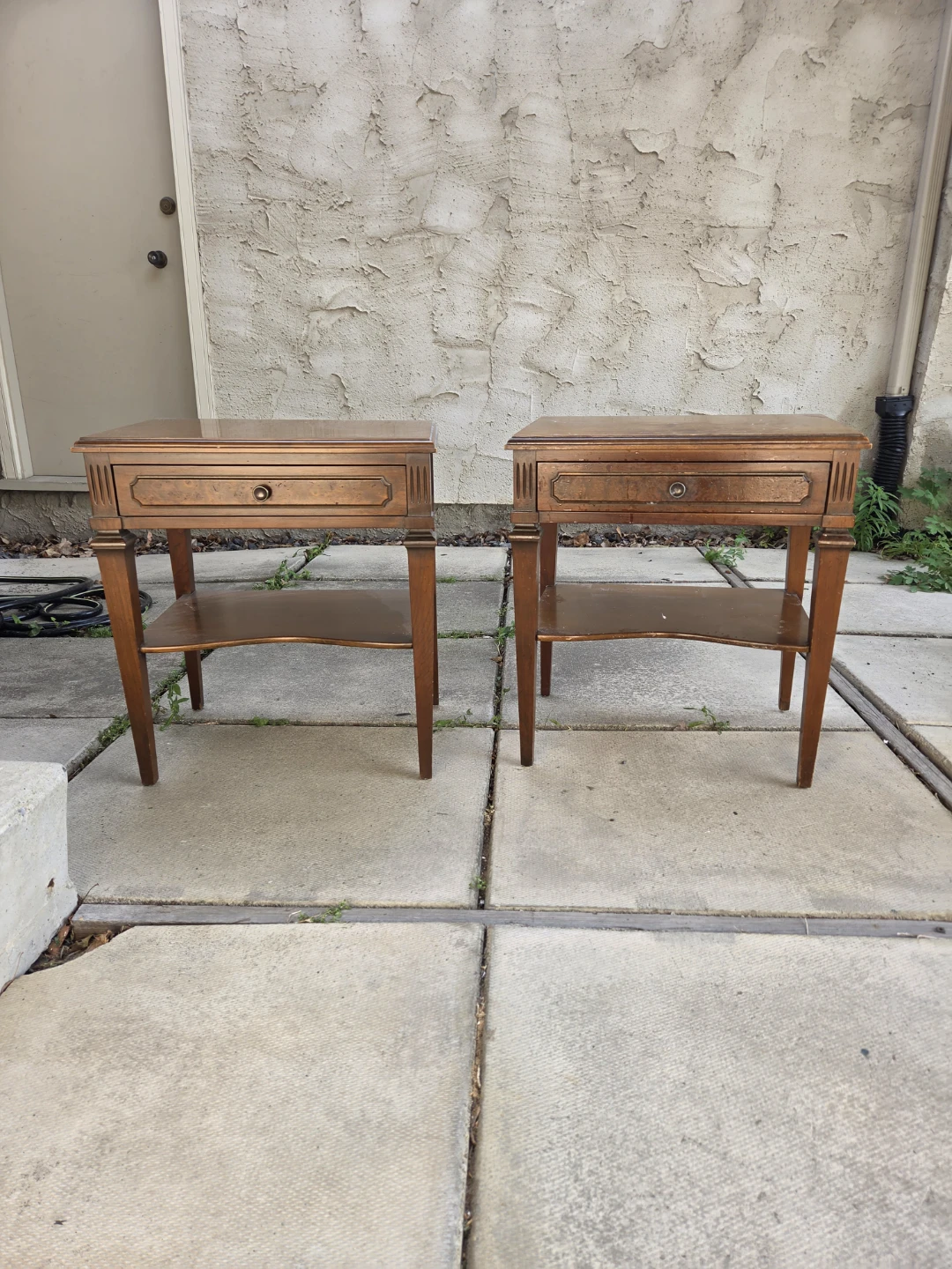 Pair of wooden side tables antique