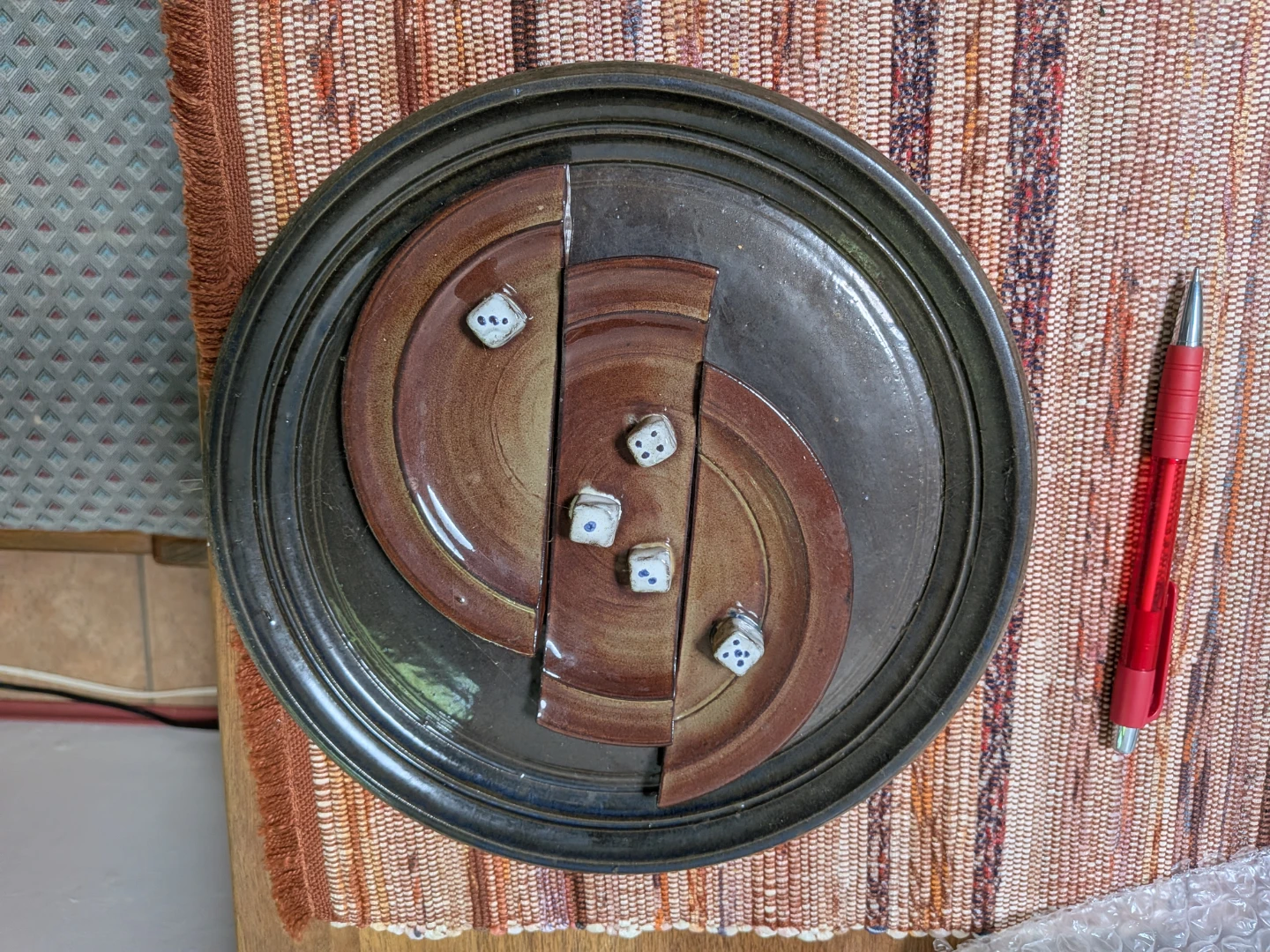 Handmade Ceramic Serving Platter with Dice Design