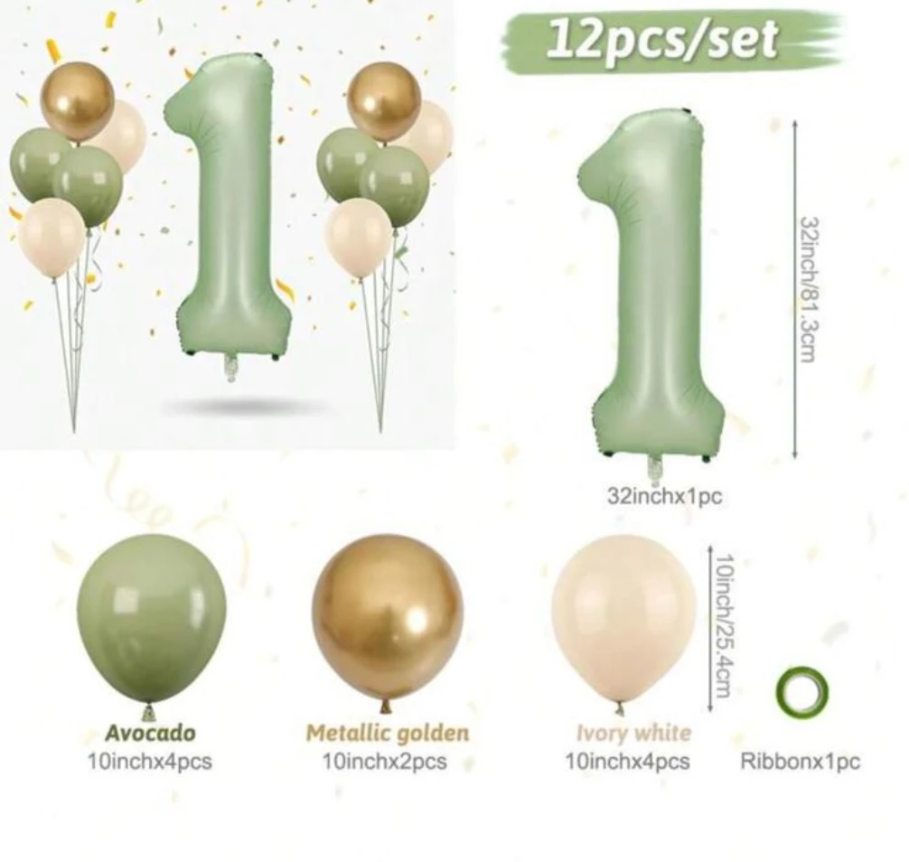12 PC ballon Set - 1st Birthday or Anniversary - photo 2