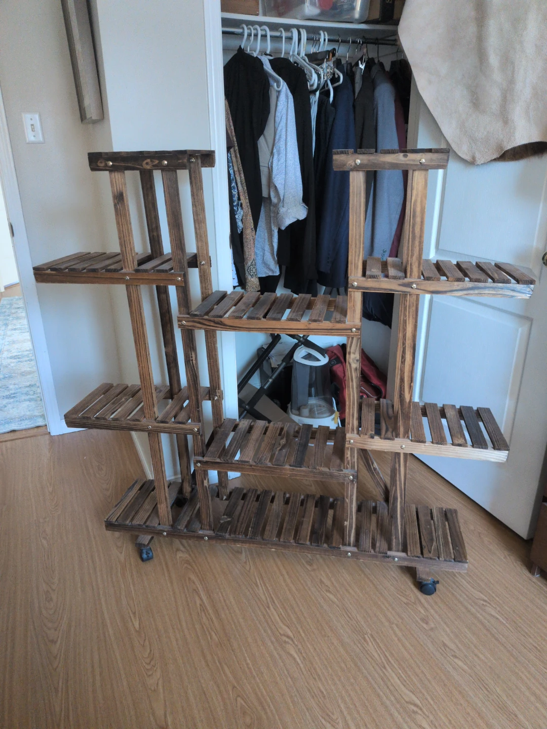 VIVISUN Wooden Plant Stand with Wheels