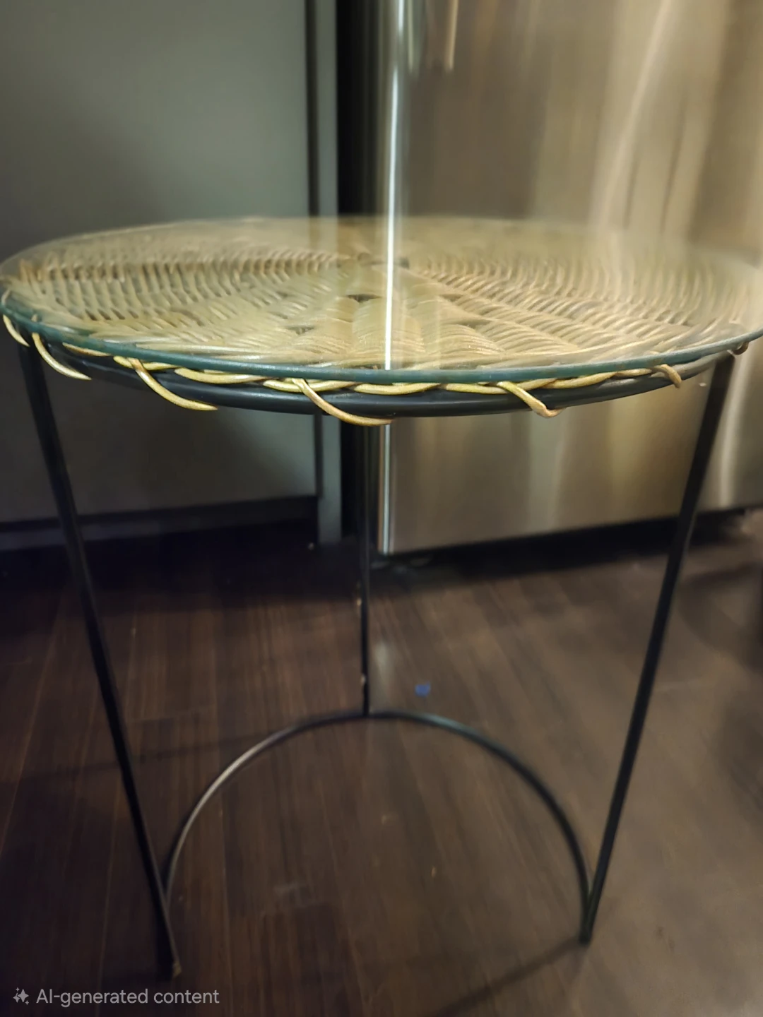 Wicker and Glass Accent Table - photo 3