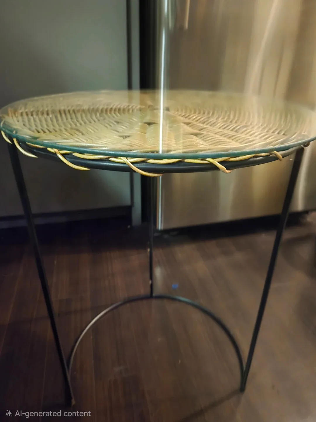 Wicker and Glass Accent Table - photo 3