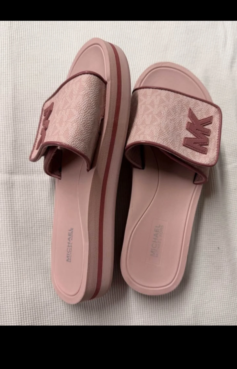 Michael Kors Pink MK Logo Platform Slides🍒W8