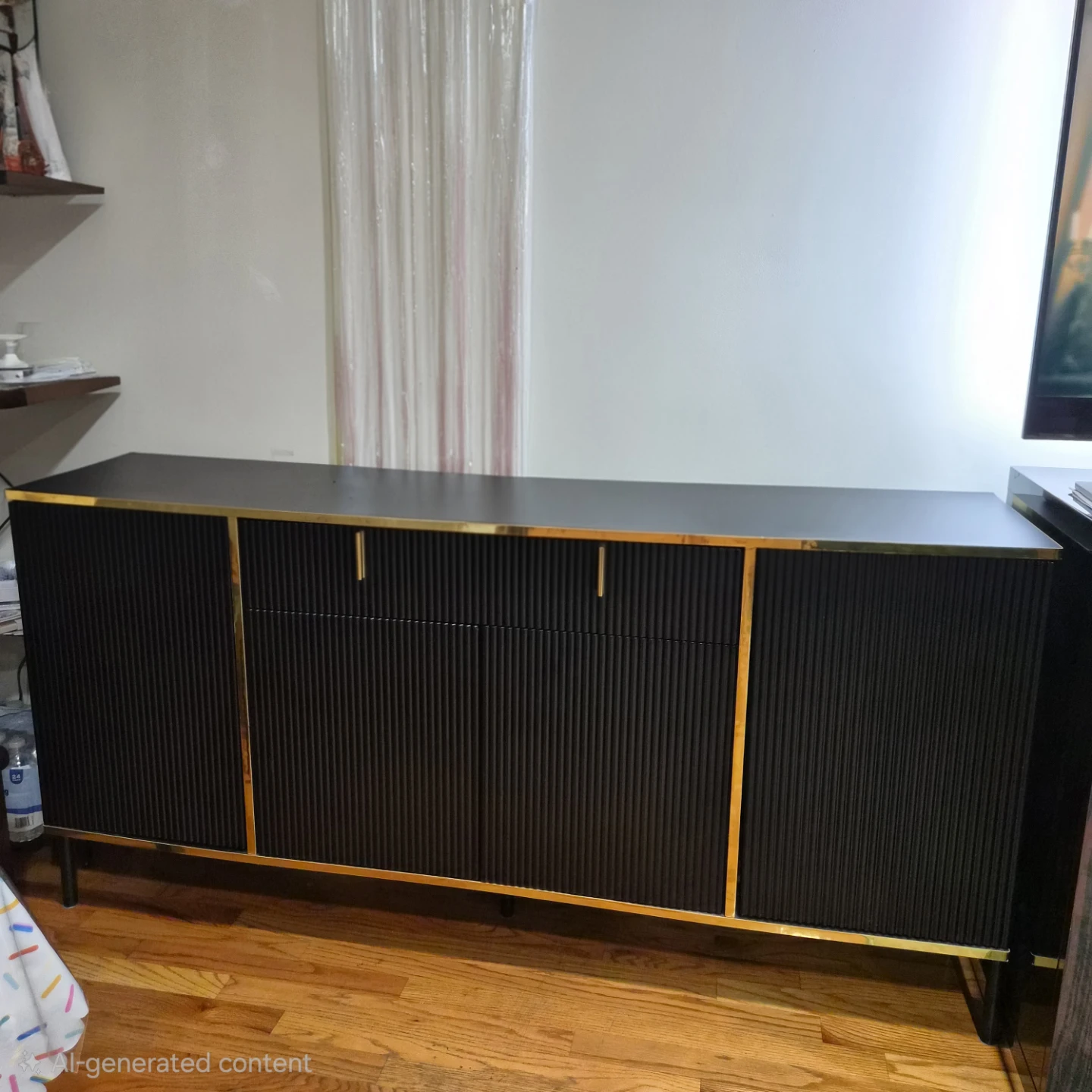 Black Sideboard with Gold Trim
