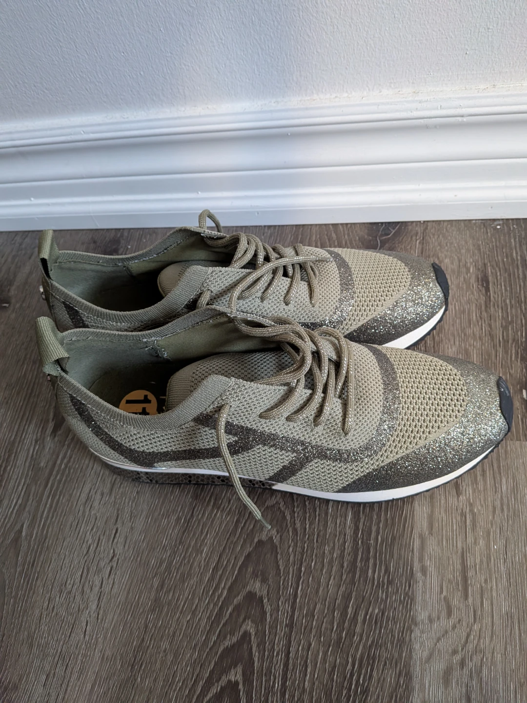 Women's Olive Green Glitter Sneakers Size 11 - photo 2