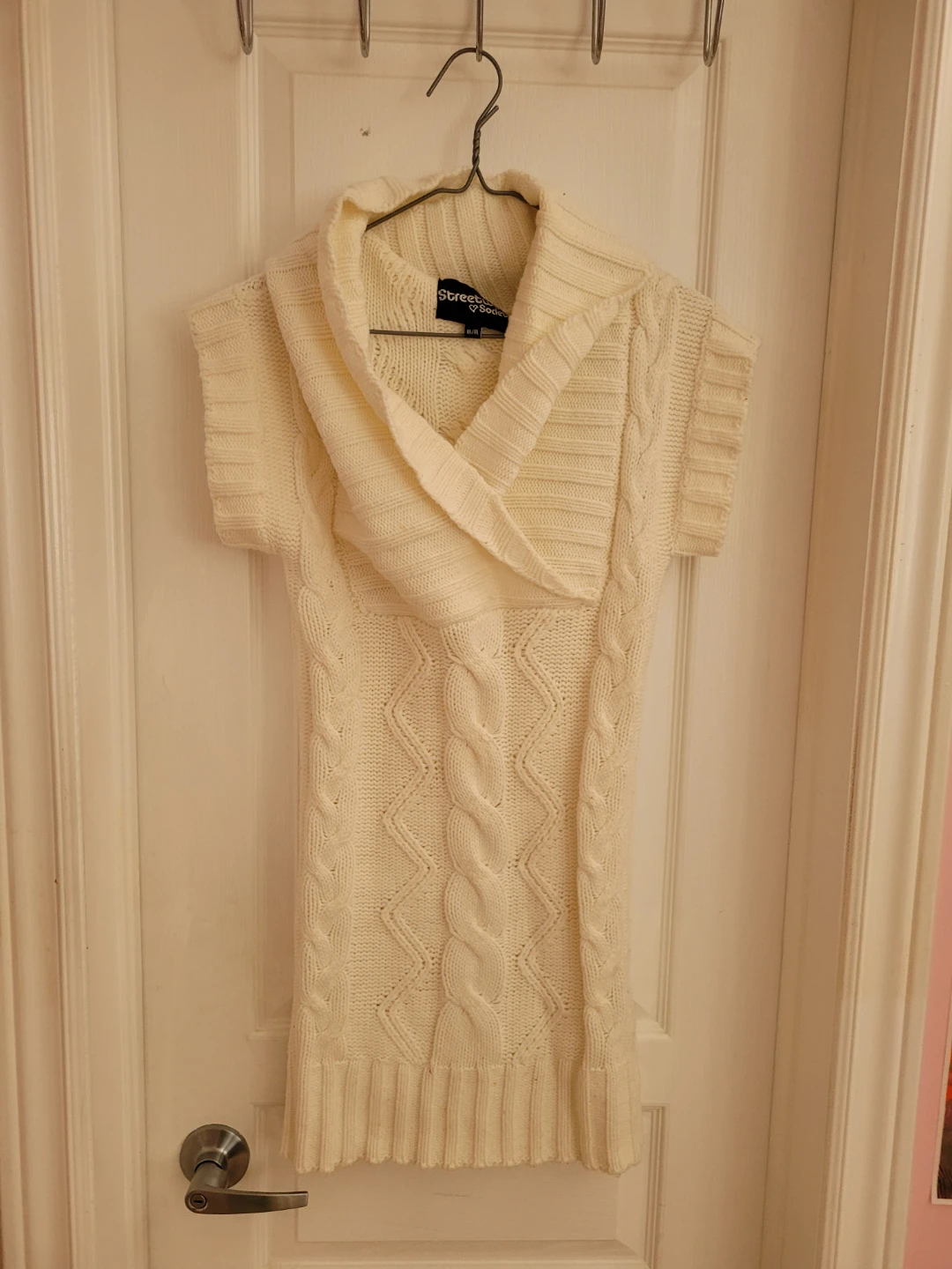Street Society Cream Cable Knit Sleeveless Sweater Dress
