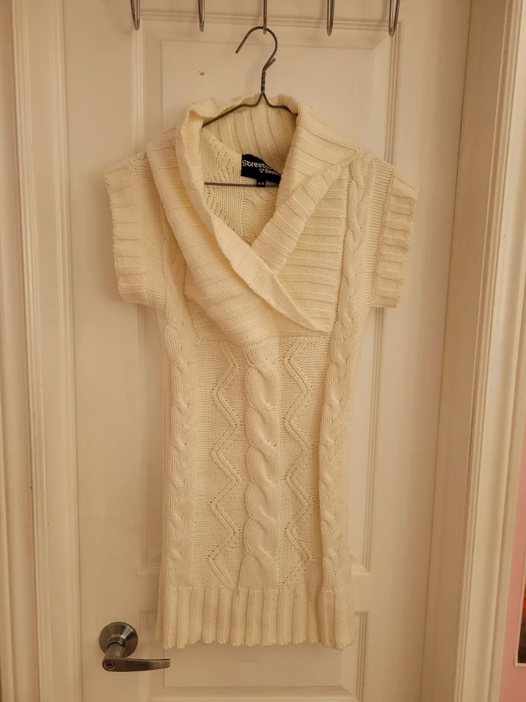 Street Society Cream Cable Knit Sleeveless Sweater Dress