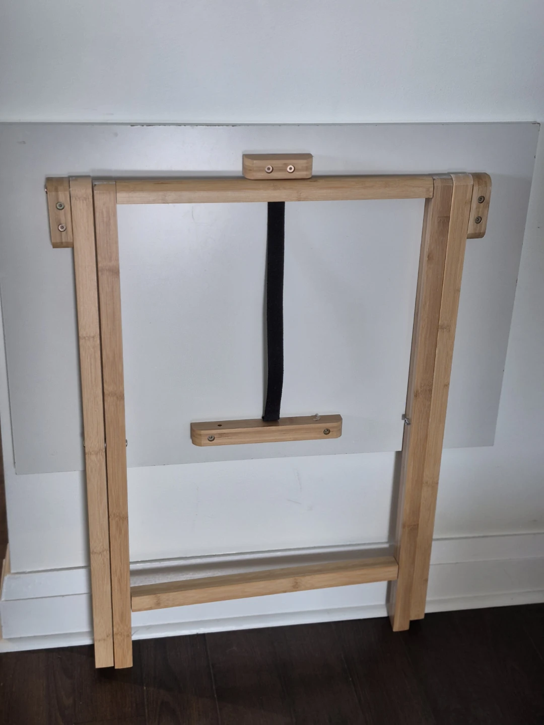 White Folding Table with Bamboo Frame - photo 4